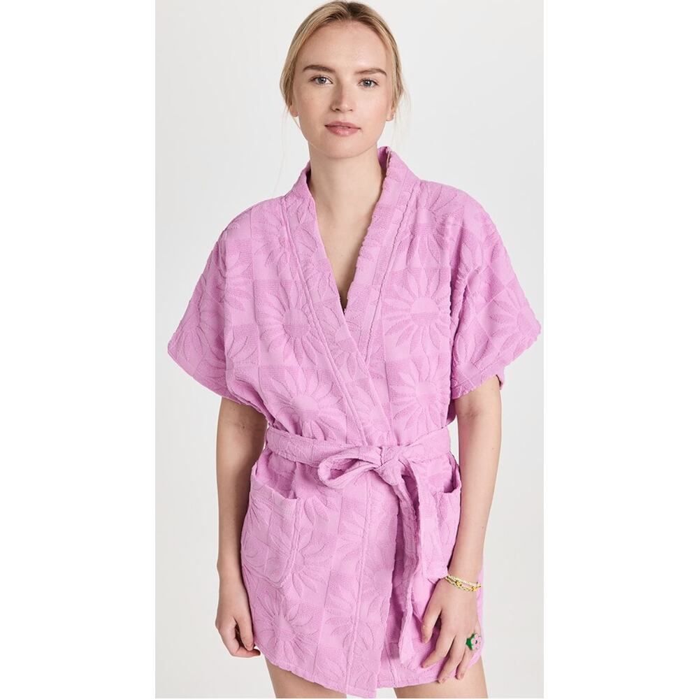L*Space Soleil Pink Floral Sun terrycloth Robe XS/S
